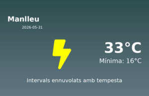 El temps a Manlleu avui, 31 de Maig de 2026