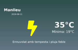 Previsió de l’AEMET a Manlleu avui 11 de Agost de 2026