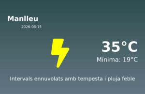 Previsió de l’AEMET a Manlleu avui 15 de Agost de 2026