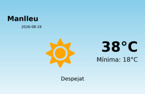 Previsió de l’AEMET a Manlleu avui 19 de Agost de 2026